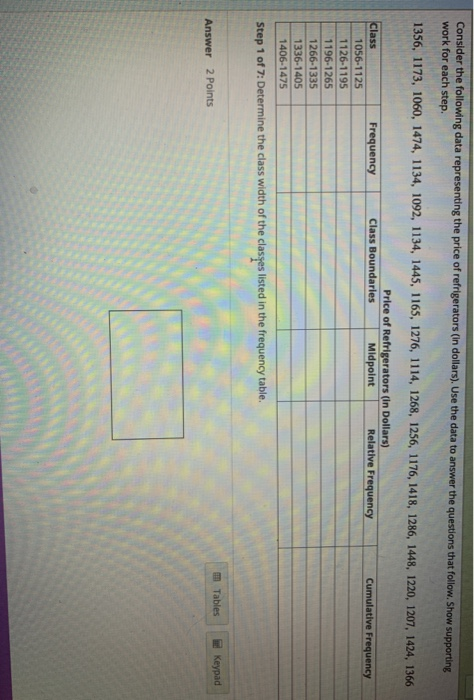 Solved Consider the following data representing the price of | Chegg.com