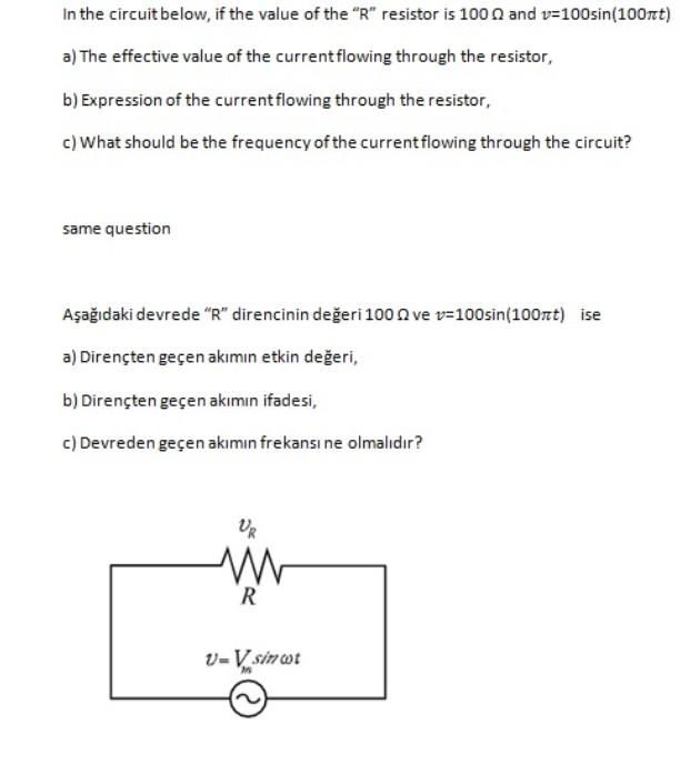 Solved In The Circuit Below, If The Value Of The " R " | Chegg.com