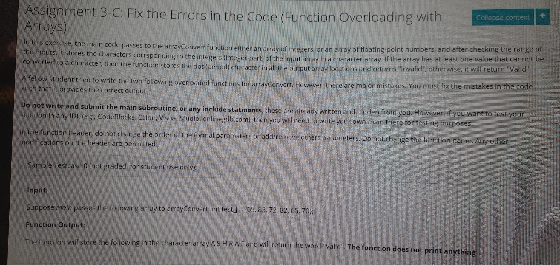 Solved Assignment 3 C Fix The Errors In The Code Function