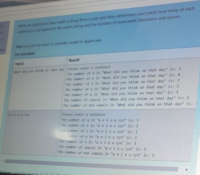 Solved Write an application that reads a string from a user | Chegg.com