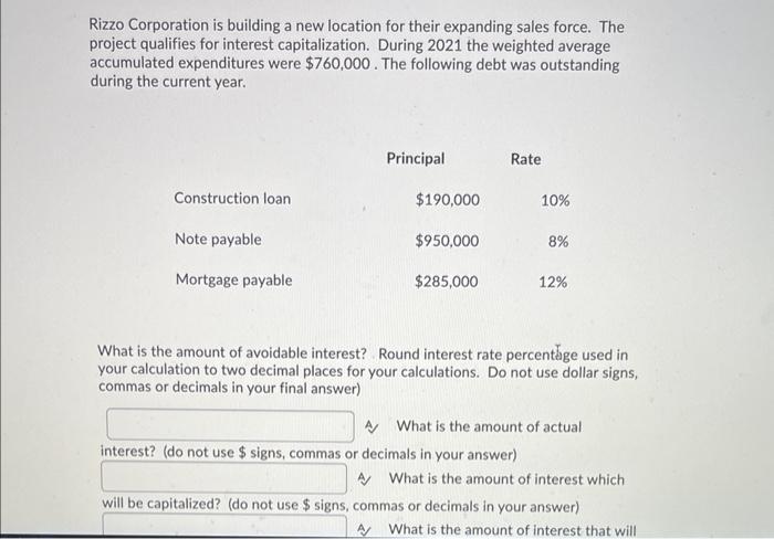 Solved Rizzo Corporation is building a new location for | Chegg.com