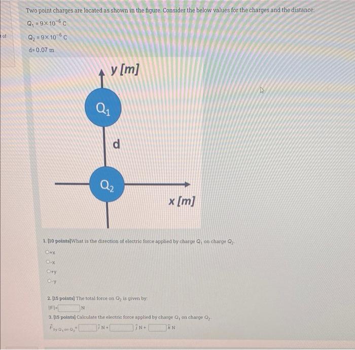 Solved 1. [10 points]What is the direction of electric force | Chegg.com