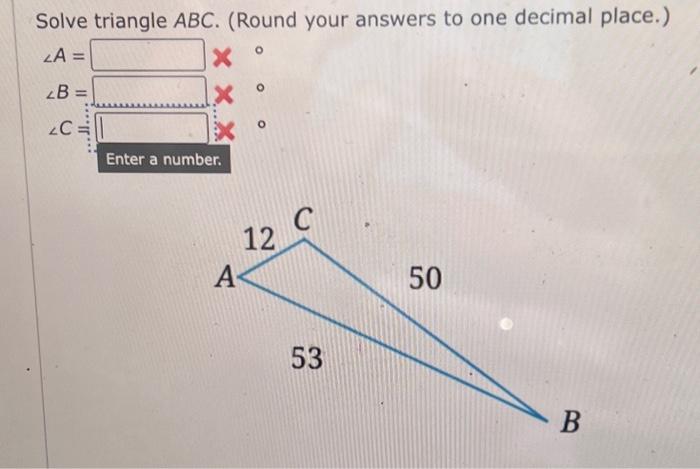 Solved Solve Triangle ABC. (Round Your Answers To One | Chegg.com