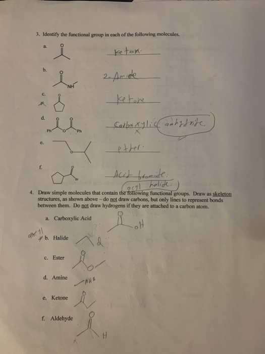 Functional Group Identification Worksheet With Answers