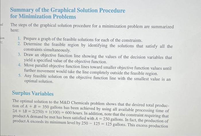 Summary of the Graphical Solution Procedure for Minimization Problems
The steps of the graphical solution procedure for a min