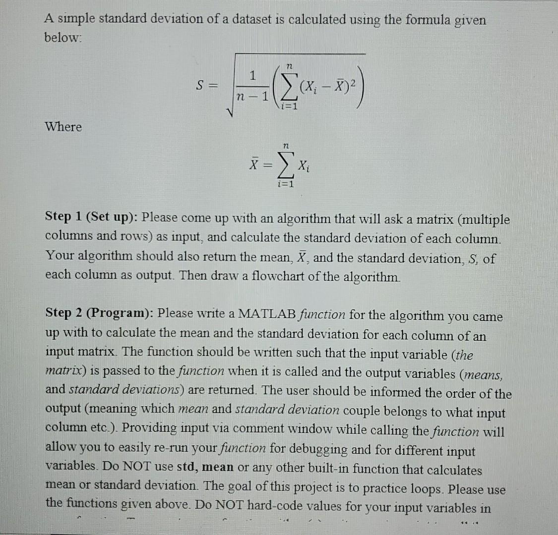 Solved A simple standard deviation of a dataset is | Chegg.com