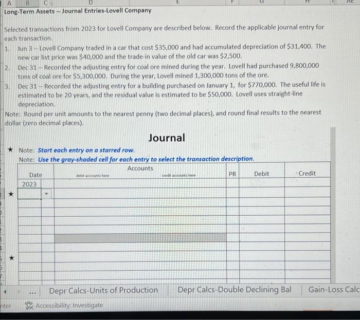 Solved Selected transactions from 2023 for Lovell Company Chegg com