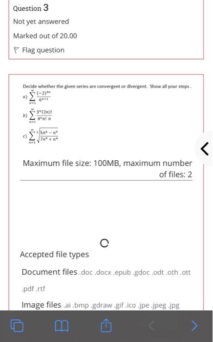 Solved Question 3 Not yet answered Marked out of 20.00 P | Chegg.com