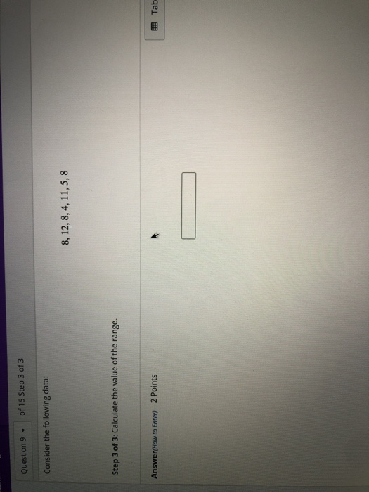Solved Question 9 of 15 Step 3 of 3 Consider the following | Chegg.com