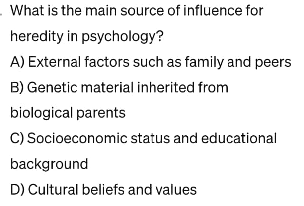 Solved psychology: What is the main source of influence for | Chegg.com