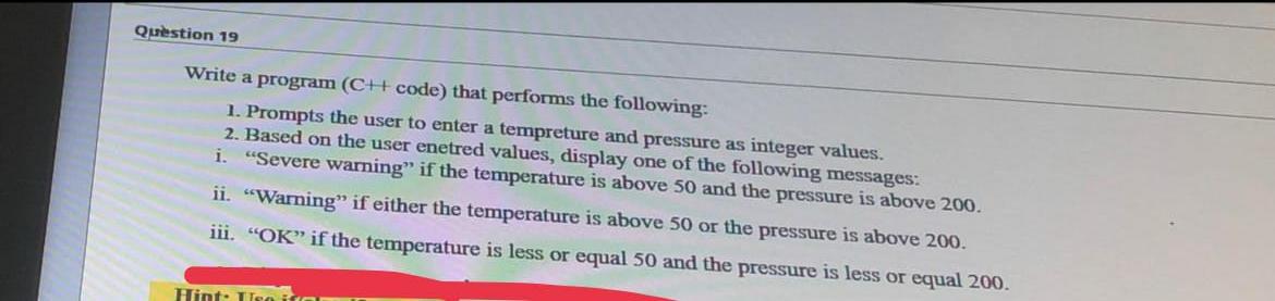 Solved Question 19 Write a program (CH code) that performs | Chegg.com