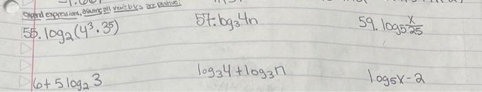 Solved 55. log2(43⋅35) 6+5log23 | Chegg.com