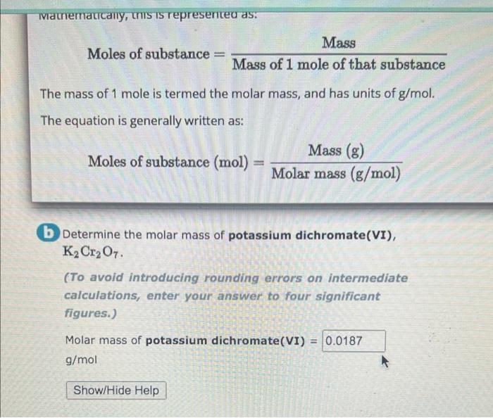 Solved Determine the molar mass of lithium perchlorate