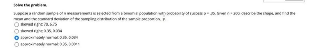 Solved Solve the problem. Suppose a random sample of n | Chegg.com