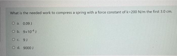 Solved What is the needed work to compress a spring with a | Chegg.com