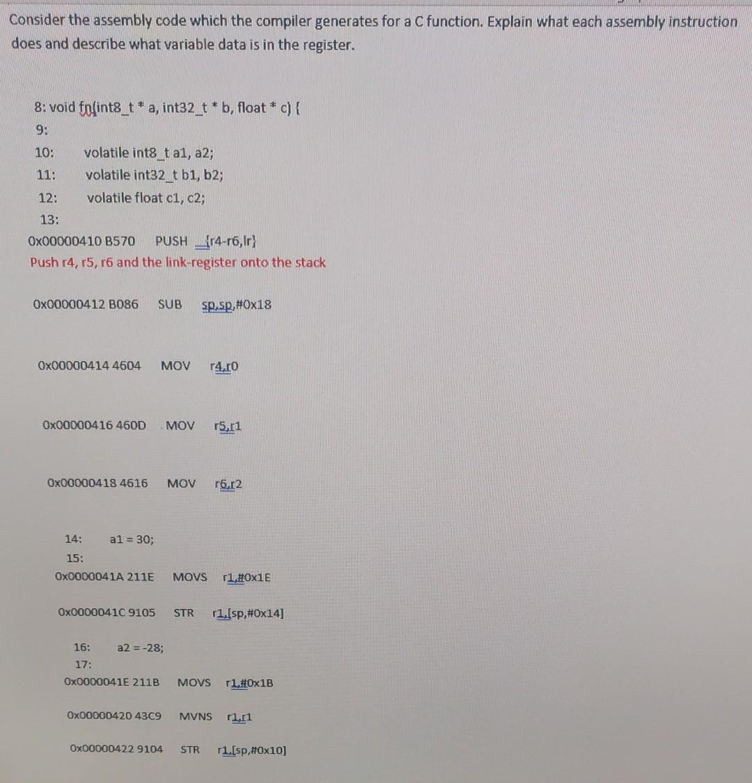Solved Consider The Assembly Code Which The Compiler | Chegg.com