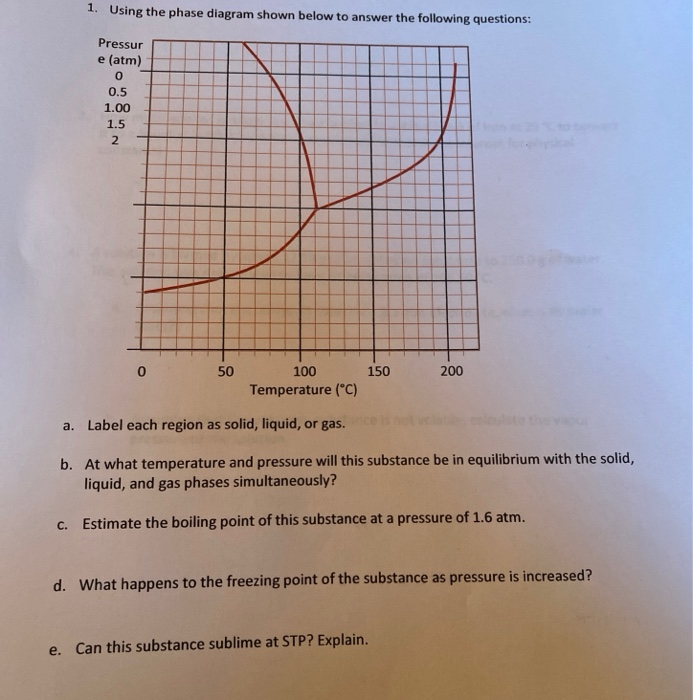 Solved 1. Using the phase diagram shown below to answer the | Chegg.com