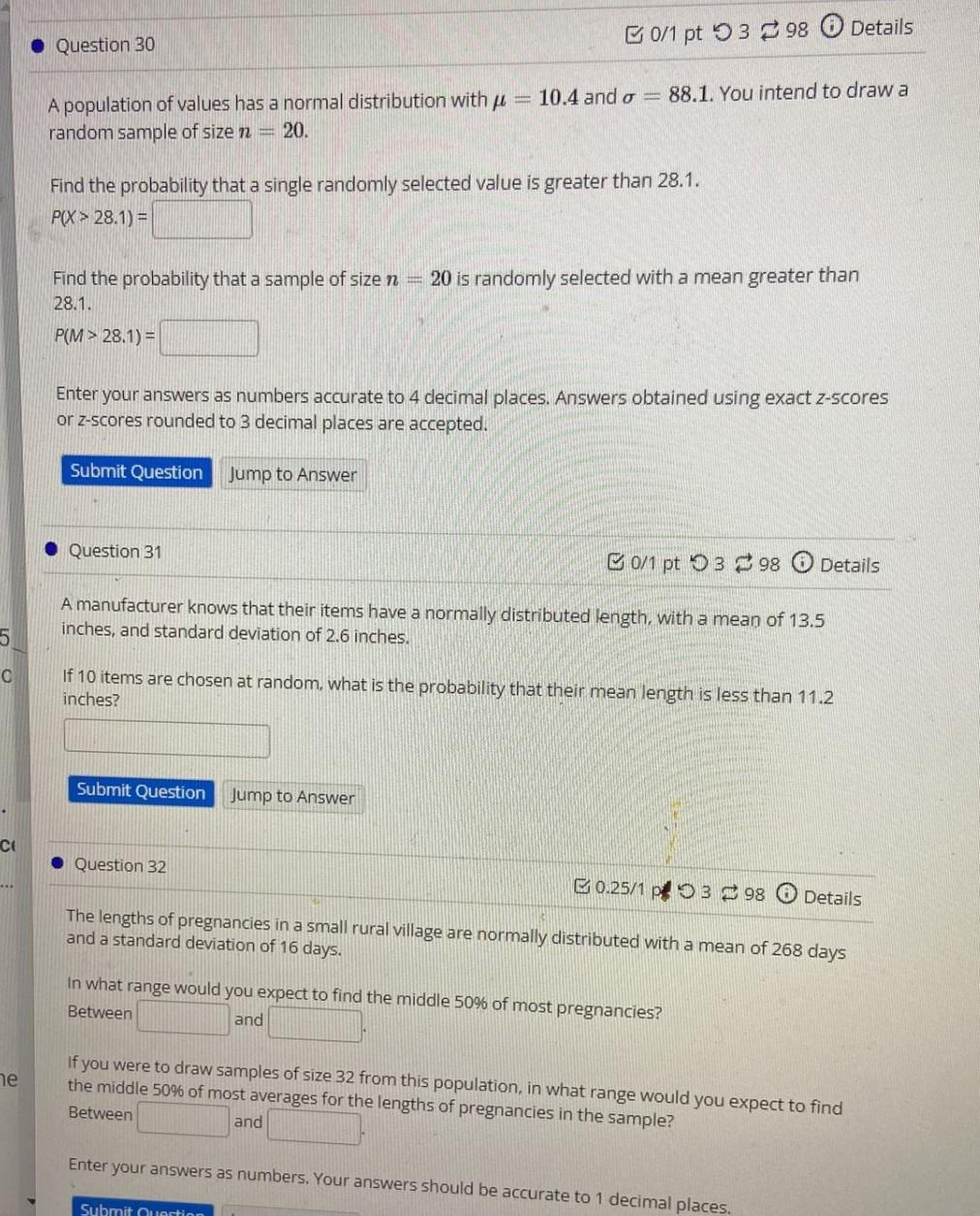 Solved 5 C CO he Question 30 = A population of values has a | Chegg.com