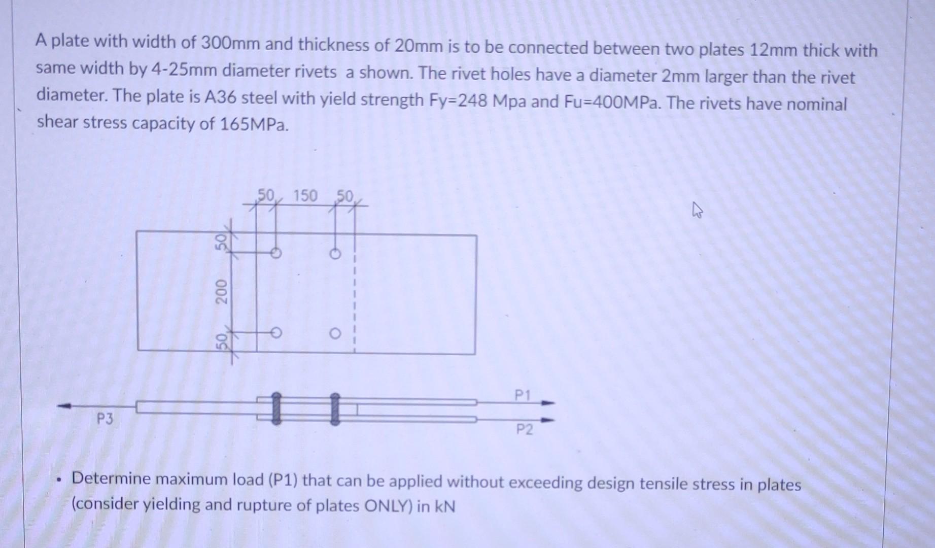 solved-a-plate-with-width-of-300mm-and-thickness-of-20mm-is-chegg