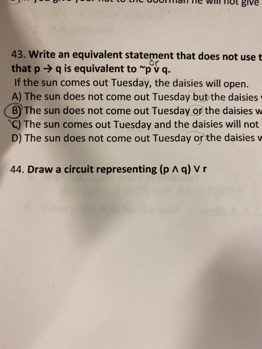 Solved give 43. Write an equivalent statement that does not | Chegg.com