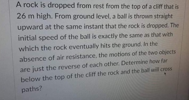 Solved A rock is dropped from rest from the top of a cliff | Chegg.com