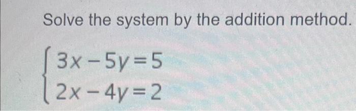 Solved Solve the system by the addition method. | Chegg.com