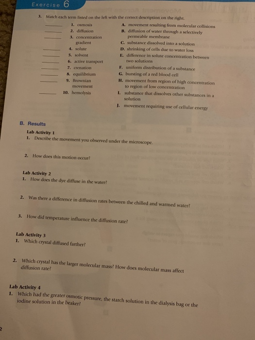 Solved Exercise 6 3. Match each term listed on the left with | Chegg.com