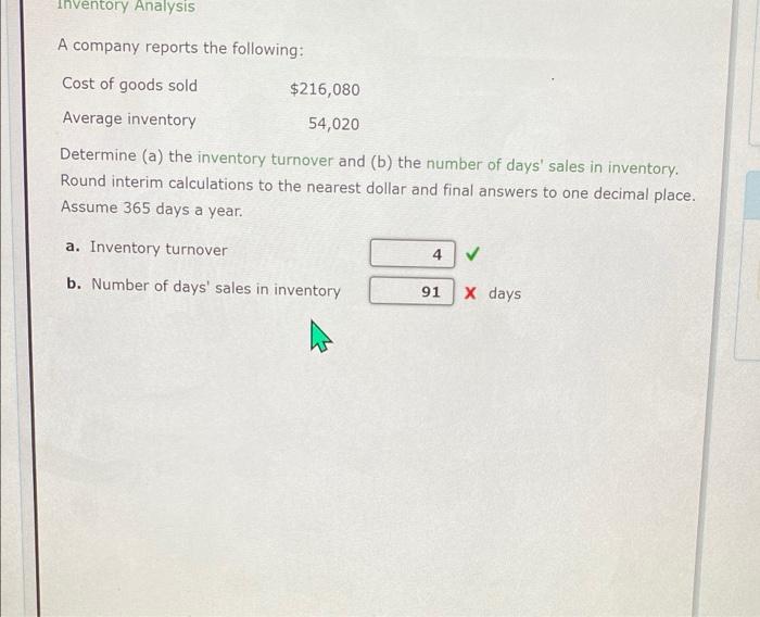 Solved Inventory Analysis A company reports the following