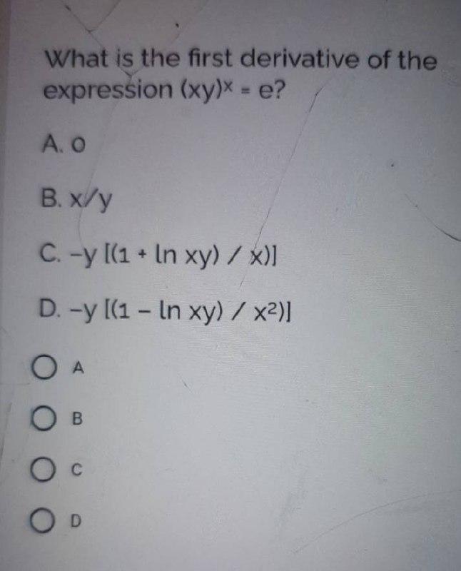 derivative of x y 1 xy