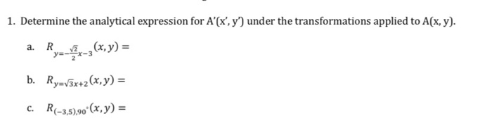 Solved 1. Determine the analytical expression for A'(x', y') | Chegg.com