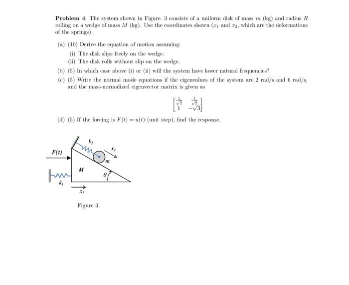 Solved Problem 4: The system shown in Figure. 3 consists of | Chegg.com