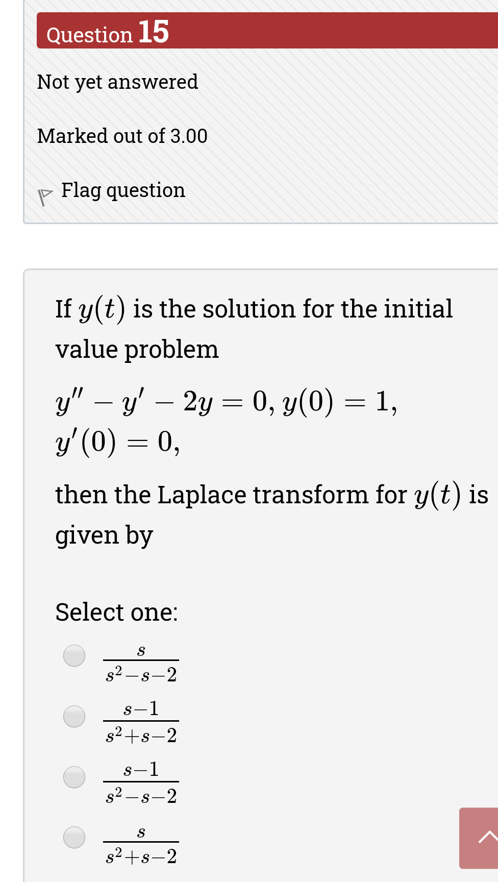 Solved Question 15 Not yet answered Marked out of 3.00 Flag | Chegg.com