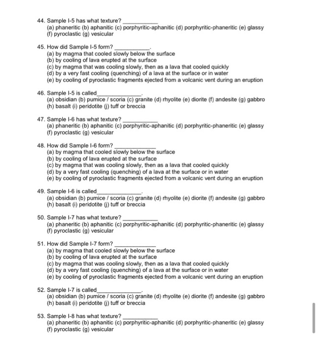 Solved LAB EXERCISE: Part B - Igneous Rock Texture Determine | Chegg.com