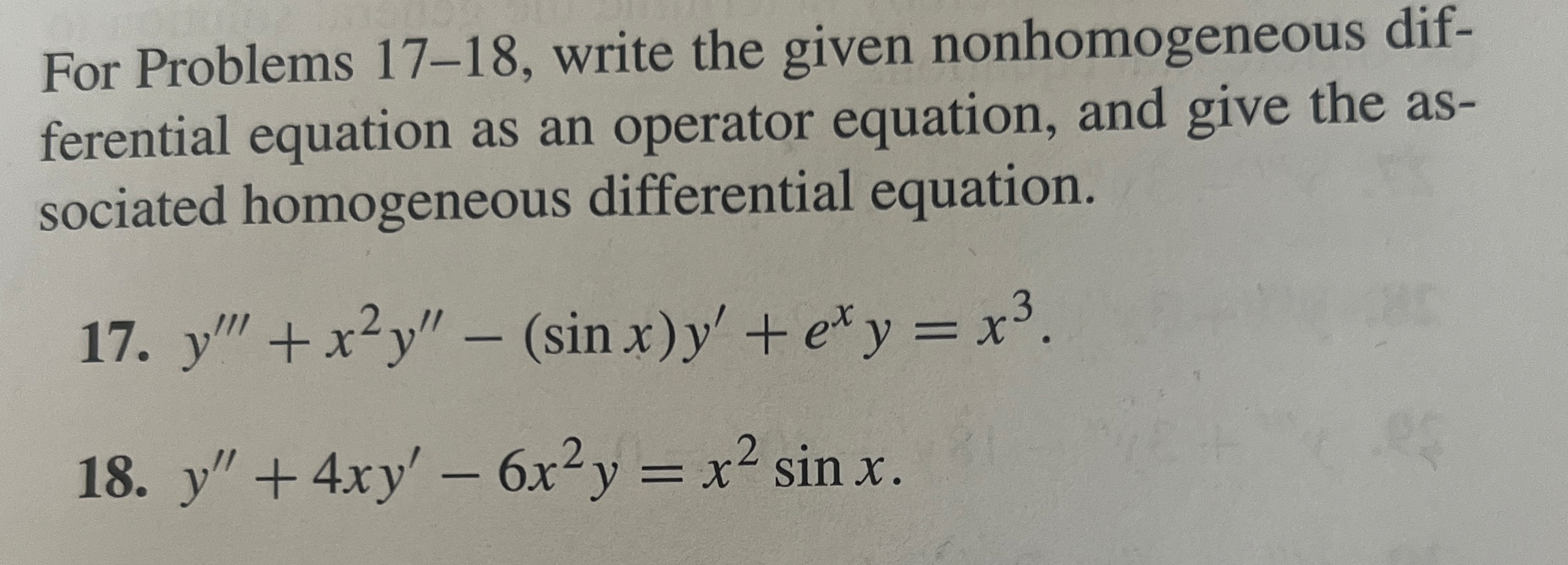 Solved For Problems 17-18, ﻿write the given nonhomogeneous | Chegg.com