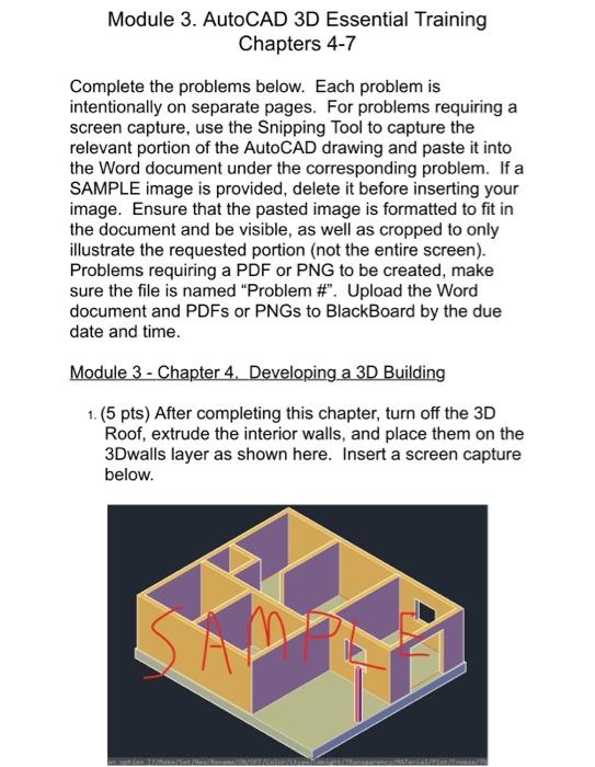 Solved Module 3. AutoCAD 3D Essential Training Chapters 4-7 | Chegg.com