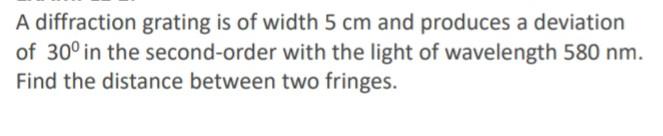 Solved A diffraction grating is of width 5 cm and produces a | Chegg.com