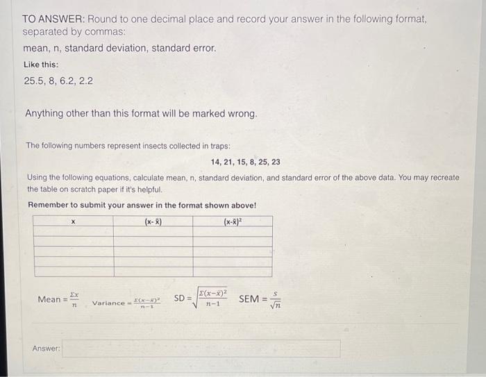 Solved TO ANSWER: Round to one decimal place and record your | Chegg.com