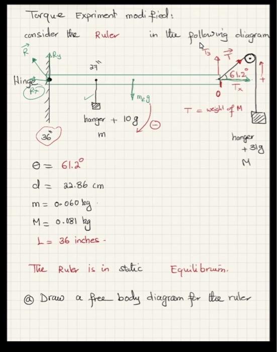 Solved A) draw a free body diagram for the rulerB) Use | Chegg.com