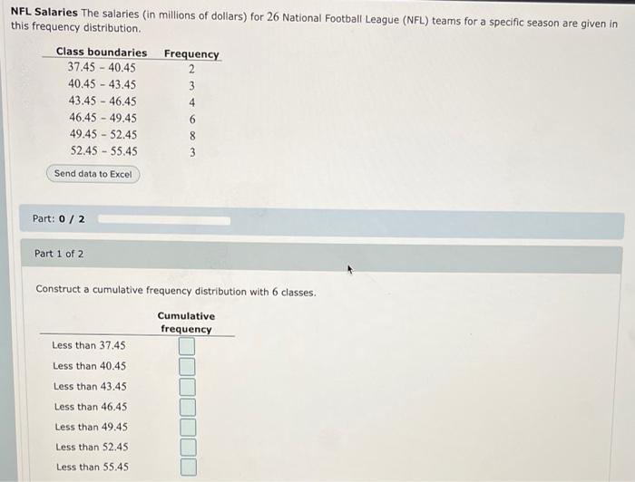 Solved 6. NFL Salaries The salaries (in millions of dollars