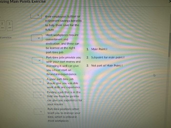 The MAIN point should be identified by choice \#1. | Chegg.com