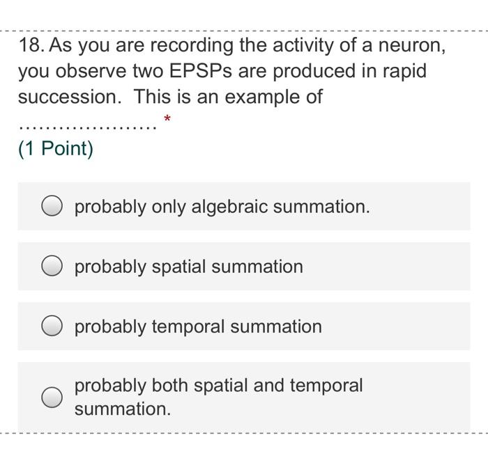 Solved 18. As you are recording the activity of a neuron, | Chegg.com