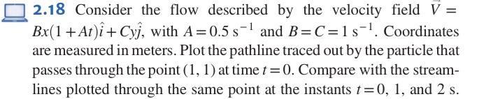 Solved 2.18 Consider the flow described by the velocity | Chegg.com