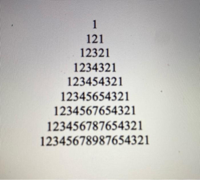 Solved 1 1 121 12321 1234321 123454321 12345654321 | Chegg.com
