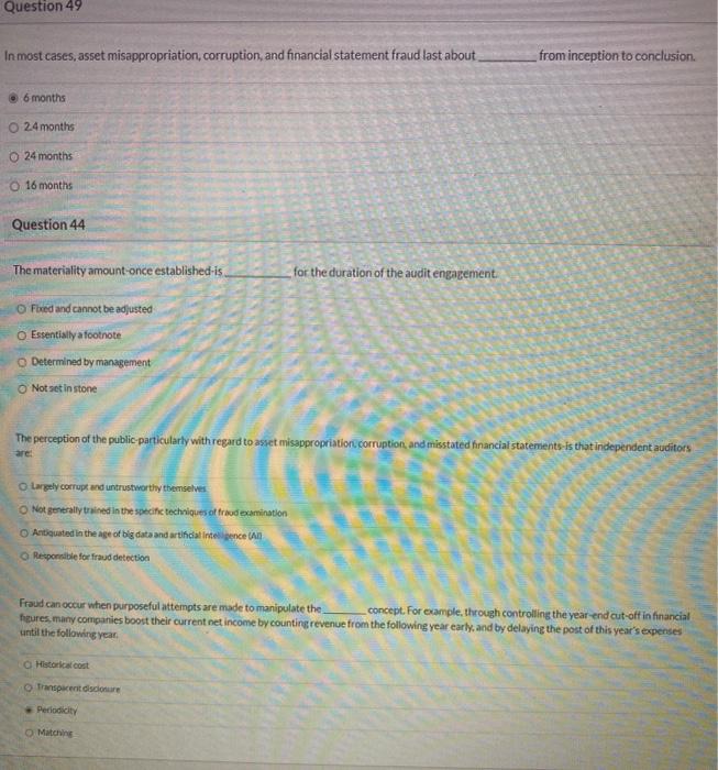 Question 49 In Most Cases Asset Misappropriation Chegg Com