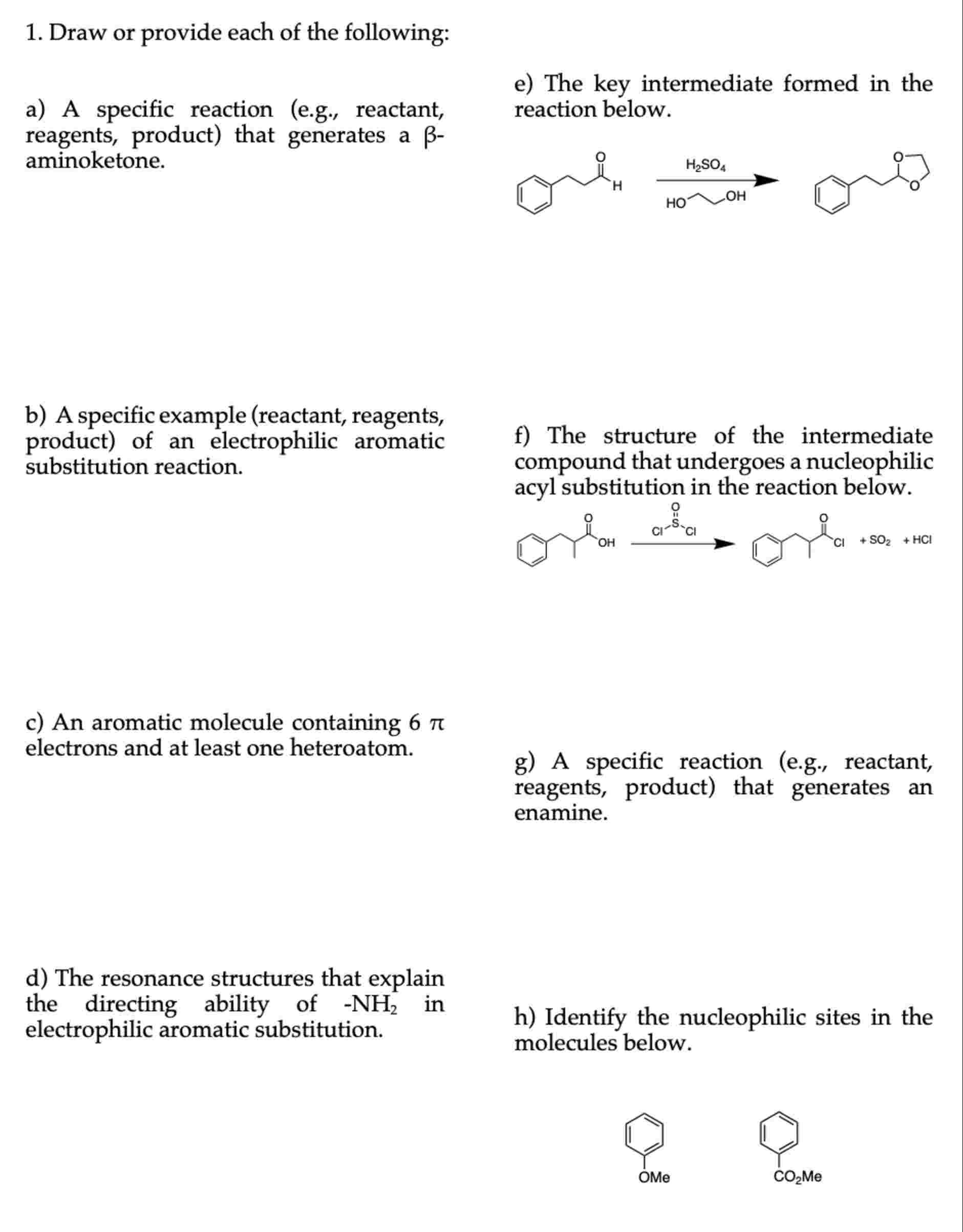 [Solved]: a) A specific reaction (e.g., reactant, reagents,