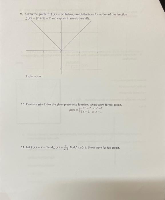 Solved 9 Given The Graph Of Fx∣x∣ Below Sketch The 9915