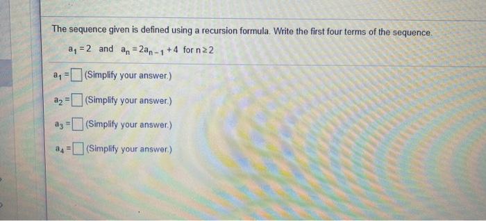 Solved The Sequence Given Is Defined Using A Recursion 7879