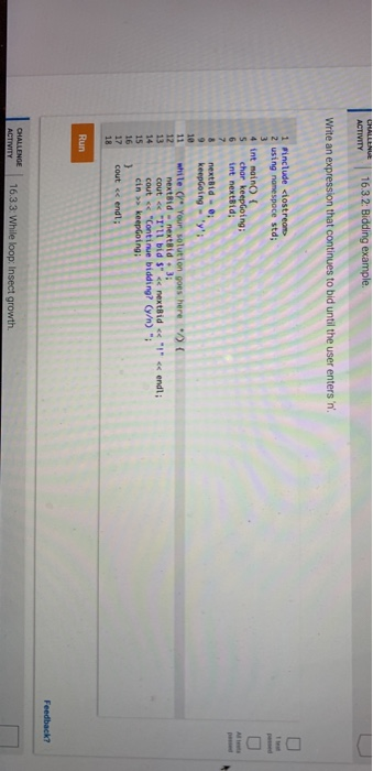 Solved CHALLENGE ACTIVITY 16.3 2: Bidding example Write an | Chegg.com