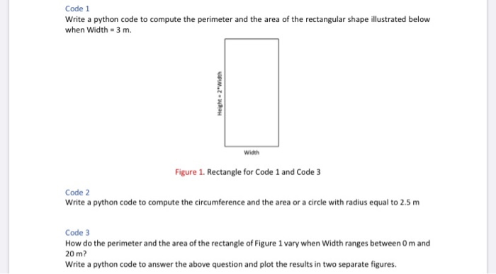 Solved Code 1 Write a python code to compute the perimeter | Chegg.com