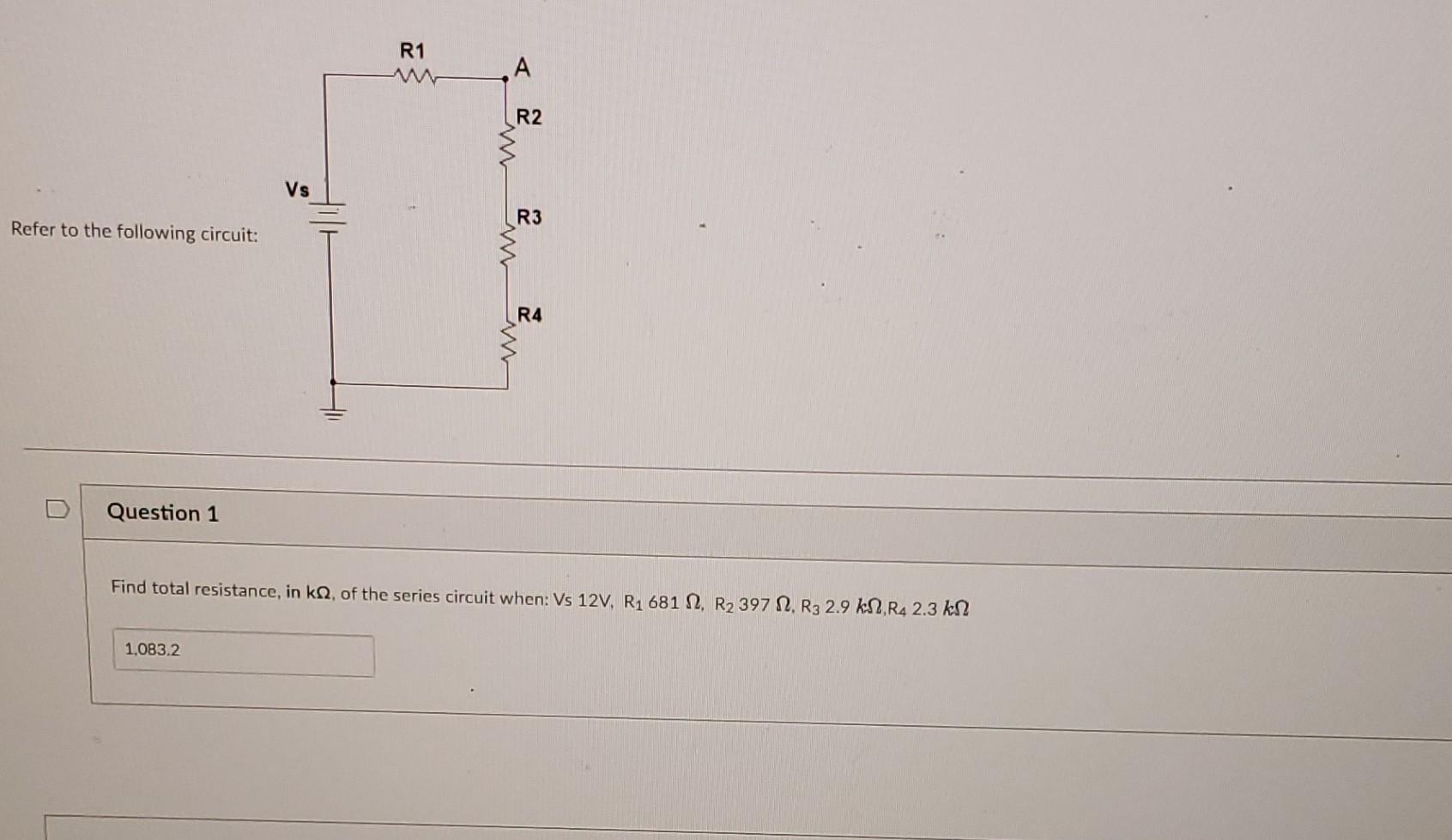 Solved Refer to the following circuit: Question 1 Find total | Chegg.com